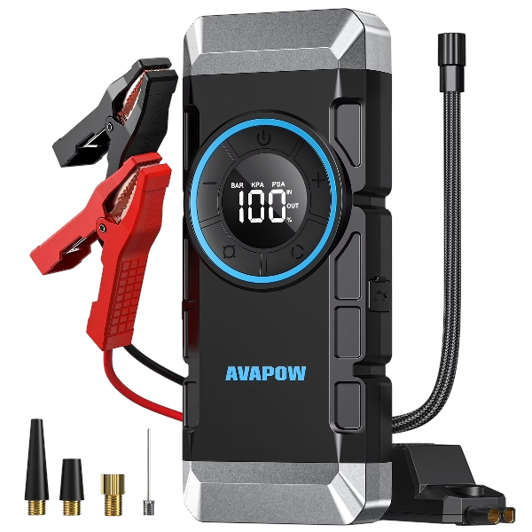 AVAPOW 3000A Jump Starter with Air Compressor, 12V Portable Battery Booster Pack (for All Gas or up to 8.0L Diesel) with 150PSI Digital Tire Inflator